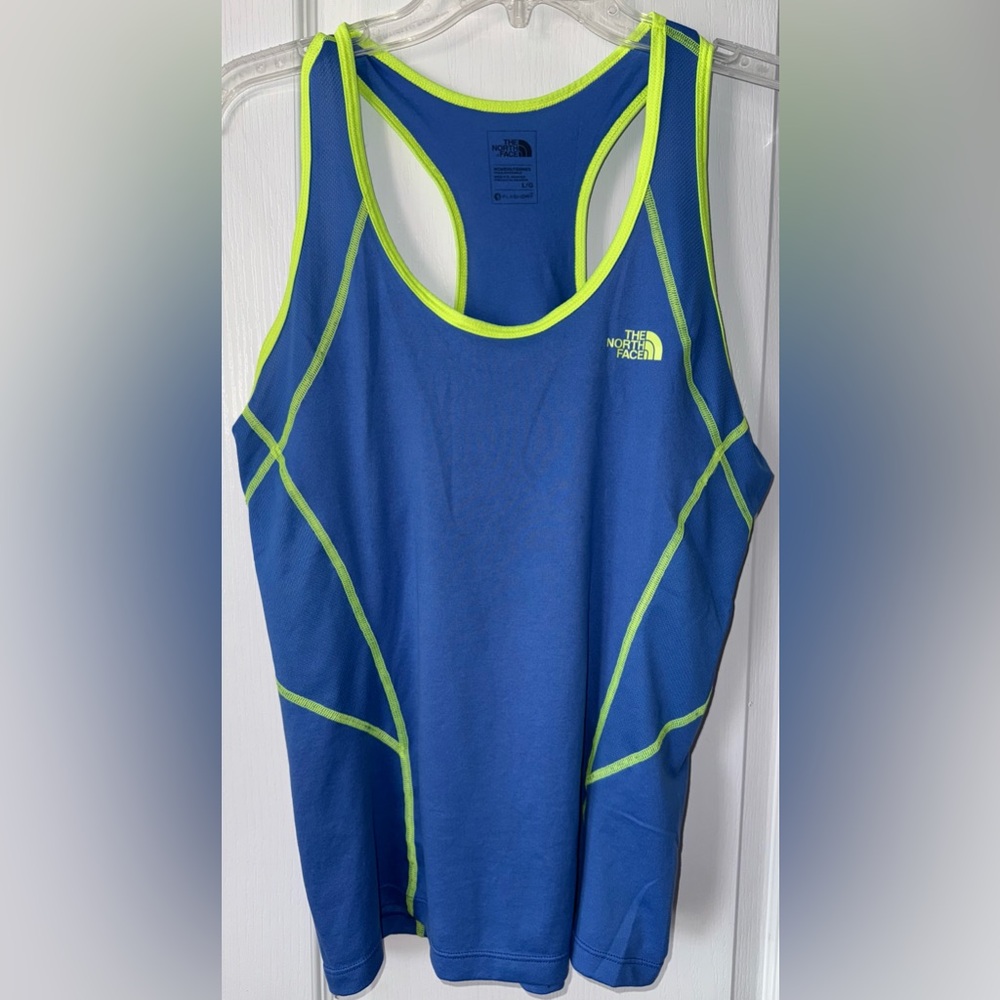 The North Face FlashDry Tank Top Blue Yellow Racerback Athletic Size L